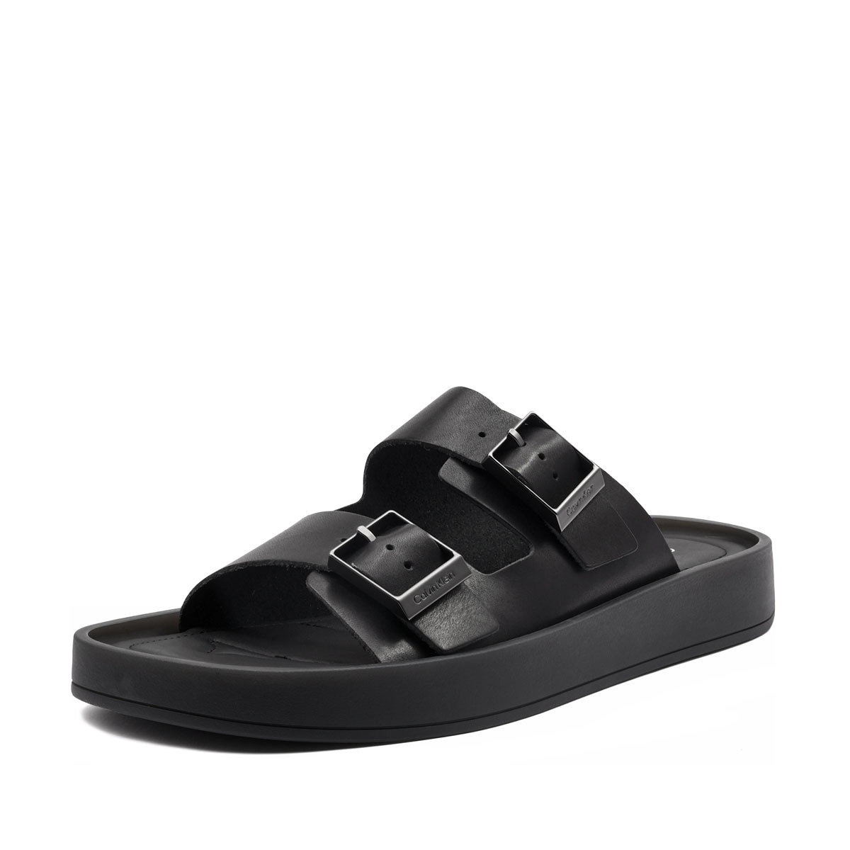 Calvin Klein Ergon Double Bar Sandal Leather Papuci bărbați HM0HM020970GJ