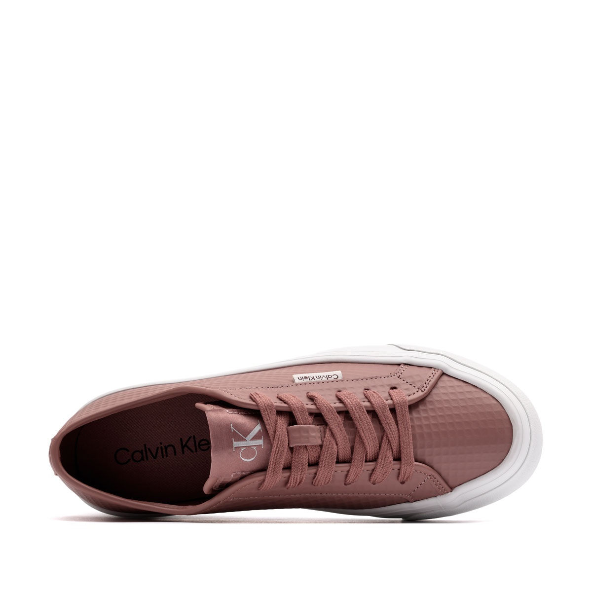 Calvin Klein Vulc Flatf LaceUp Text Leather Teniși damă HW0HW02972VFA