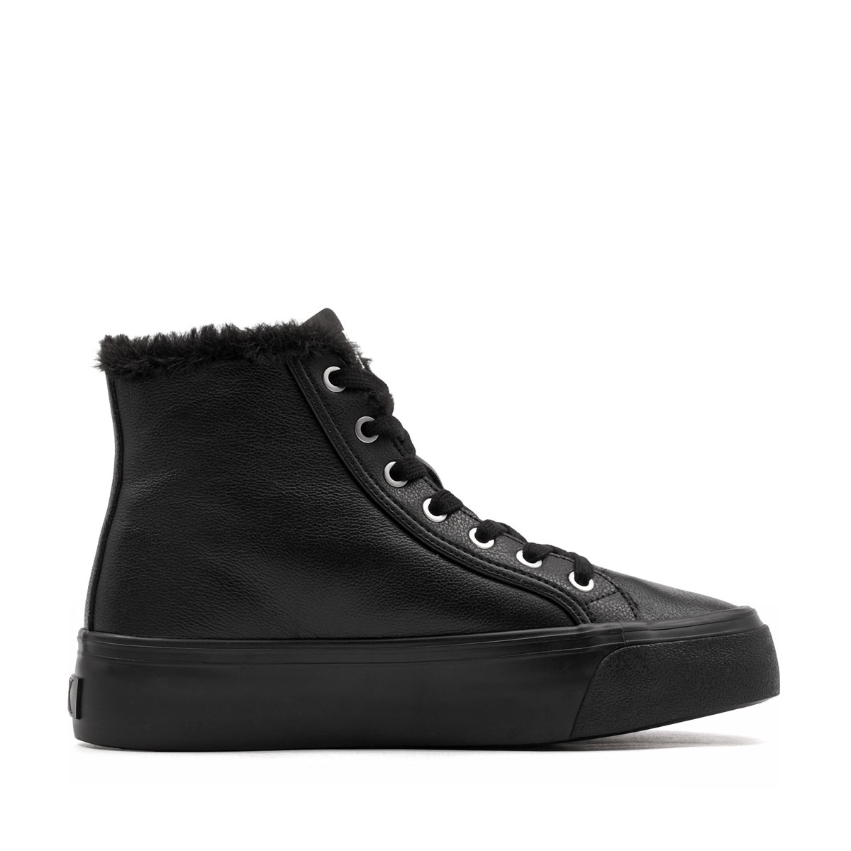 Calvin Klein Vulc Flatform Mid LaceUp Leather Fur Teniși damă HW0HW032340GJ