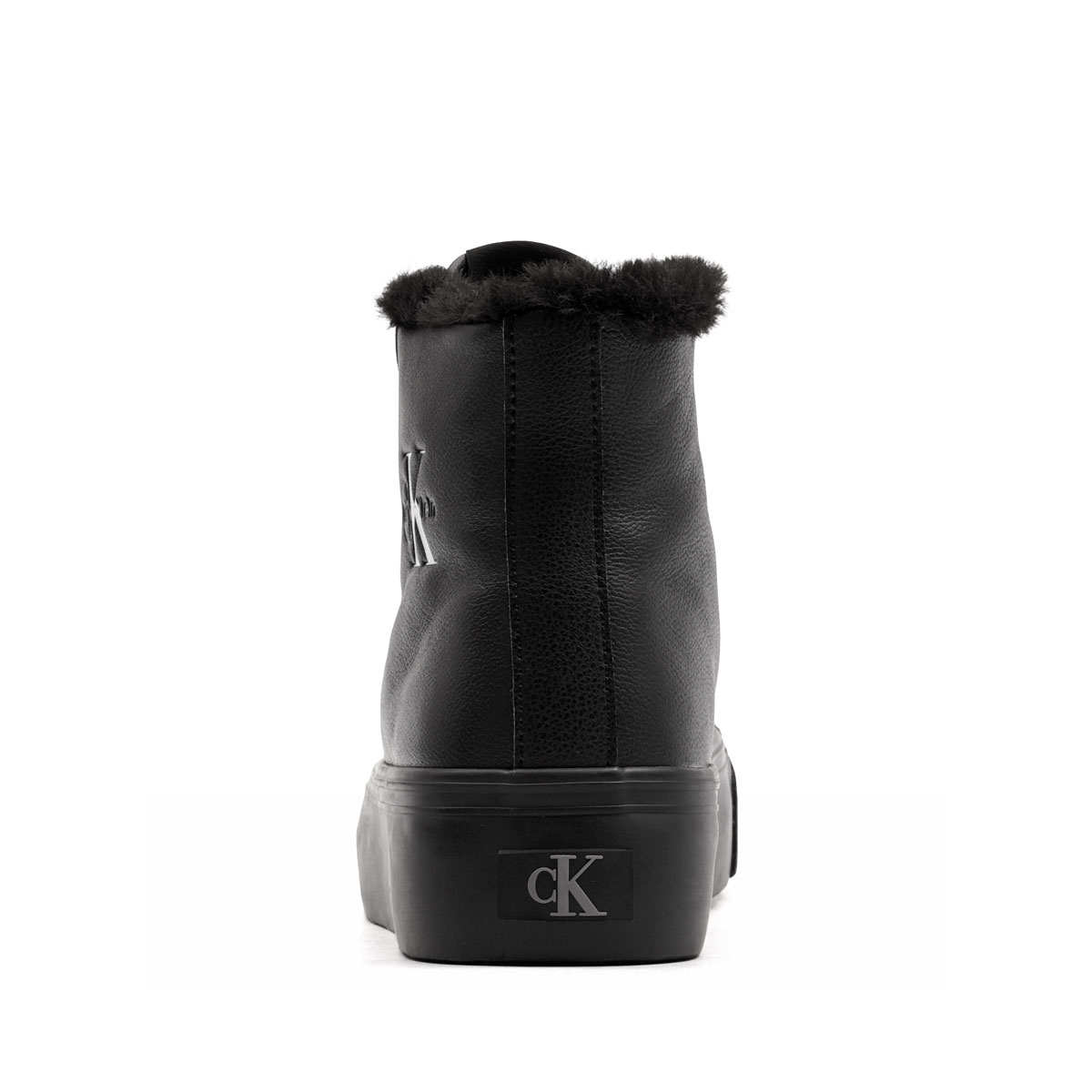 Calvin Klein Vulc Flatform Mid LaceUp Leather Fur Teniși damă HW0HW032340GJ