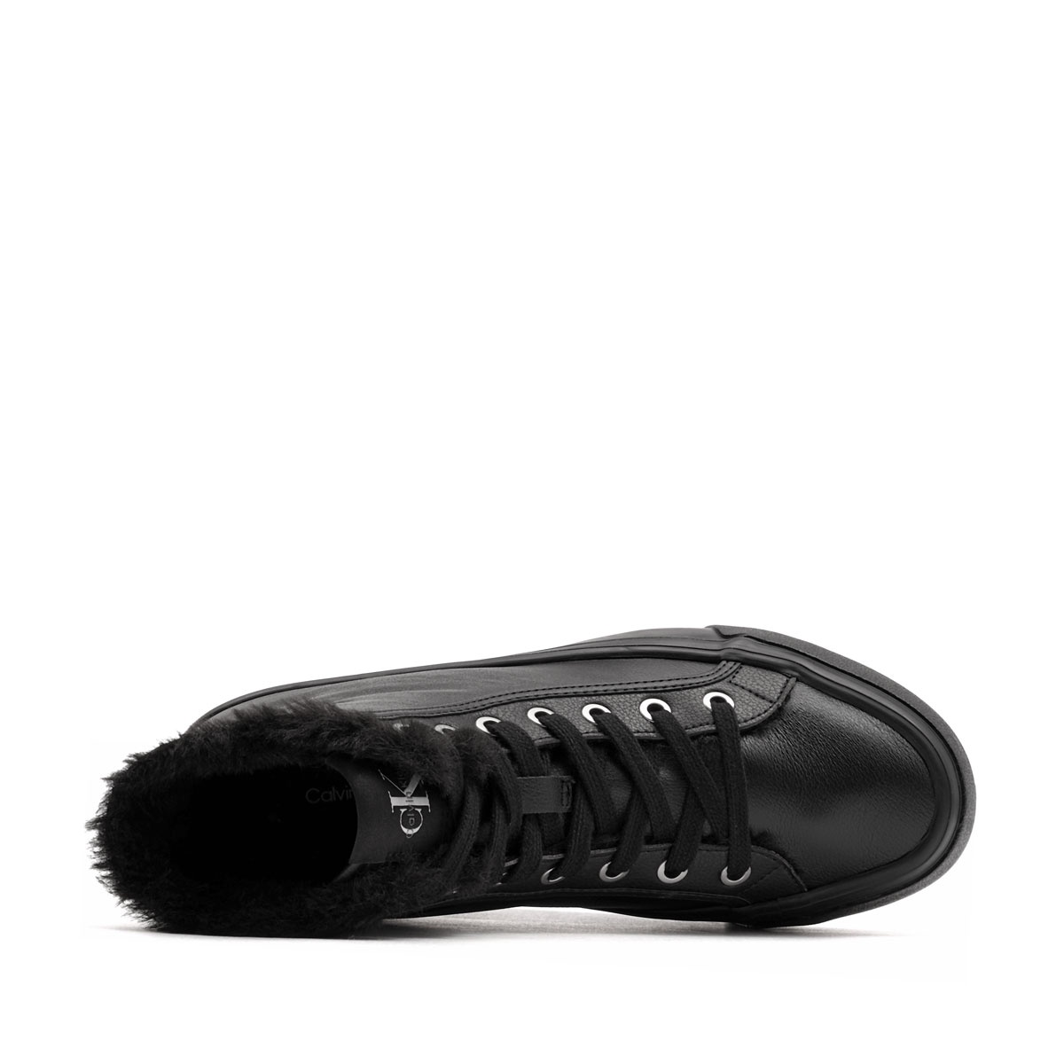 Calvin Klein Vulc Flatform Mid LaceUp Leather Fur Teniși damă HW0HW032340GJ