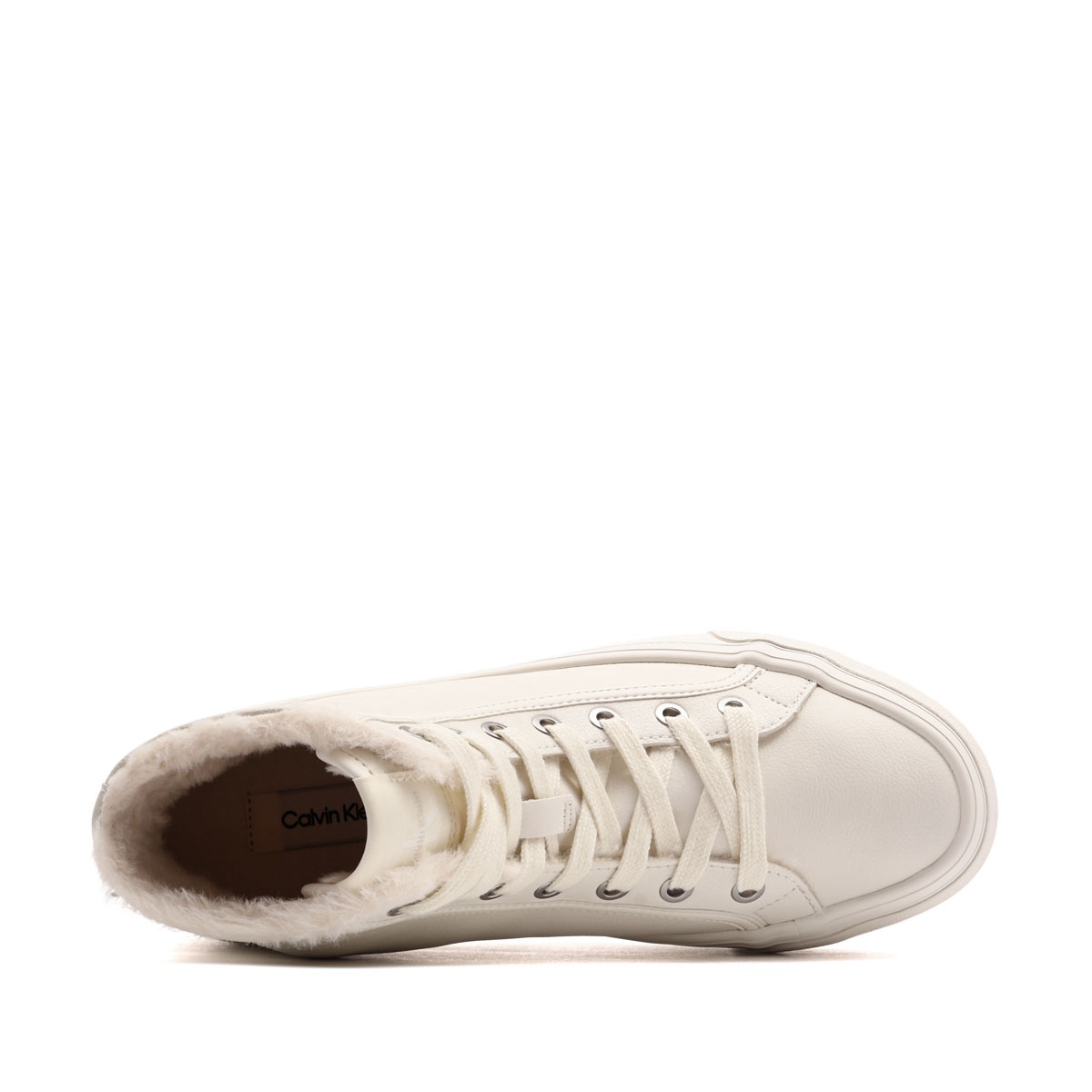Calvin Klein Vulc Flatform Mid LaceUp Leather Fur Teniși damă HW0HW03234YBJ