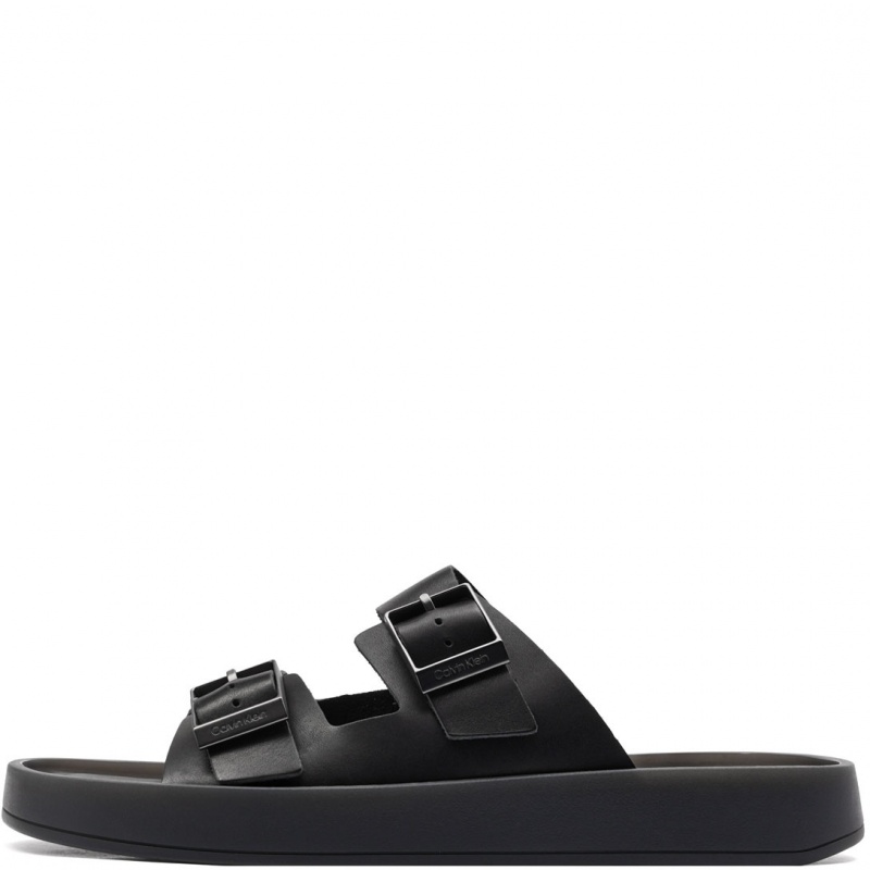 Calvin Klein Ergon Double Bar Sandal Leather Papuci bărbați HM0HM020970GJ